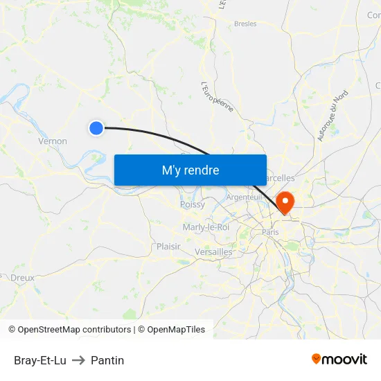 Bray-Et-Lu to Pantin map