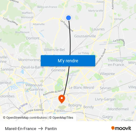 Mareil-En-France to Pantin map