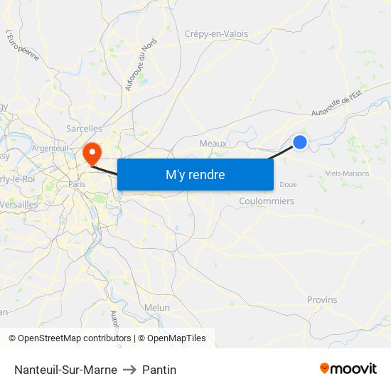 Nanteuil-Sur-Marne to Pantin map
