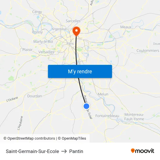 Saint-Germain-Sur-Ecole to Pantin map