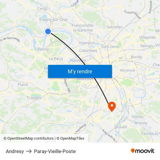 Andresy to Paray-Vieille-Poste map