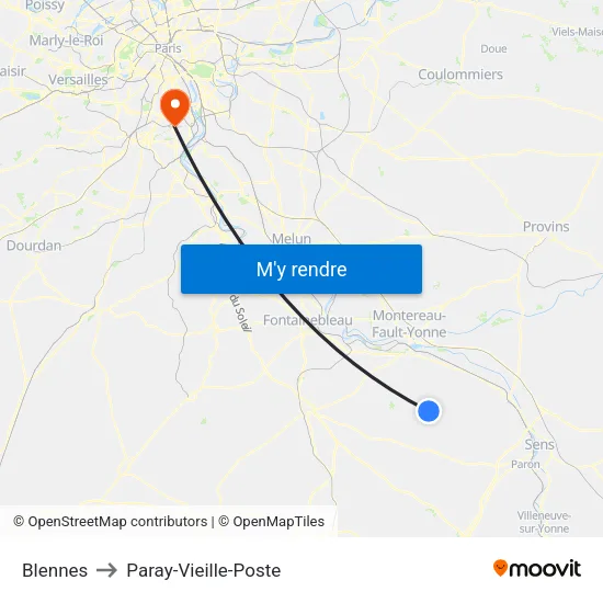 Blennes to Paray-Vieille-Poste map