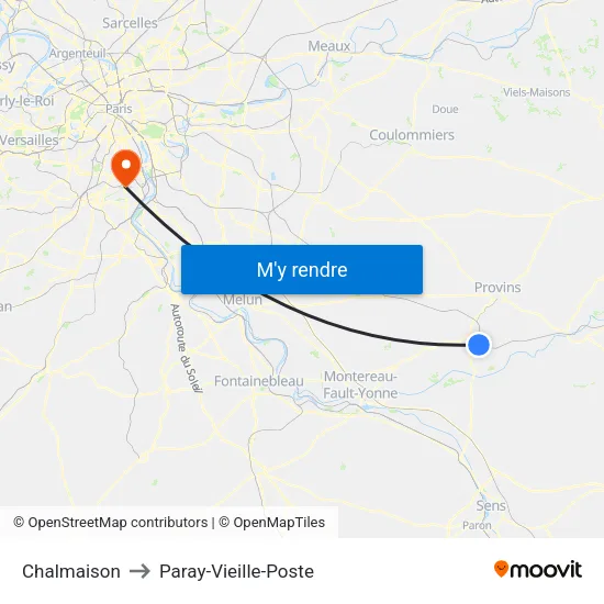 Chalmaison to Paray-Vieille-Poste map