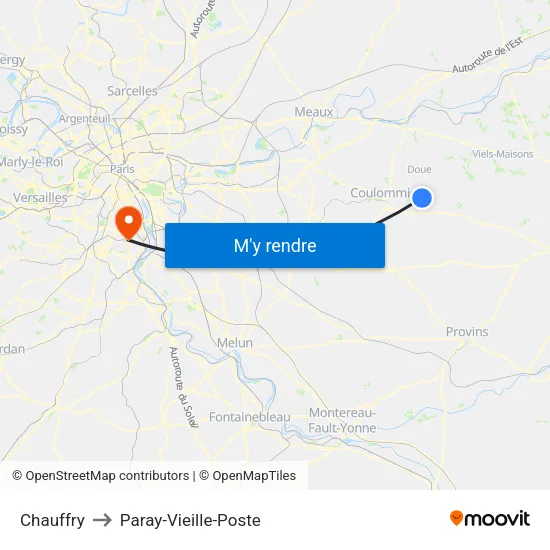 Chauffry to Paray-Vieille-Poste map