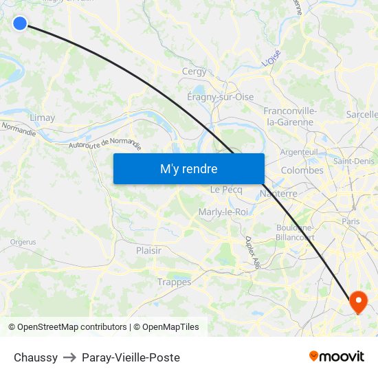 Chaussy to Paray-Vieille-Poste map