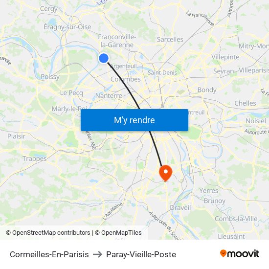 Cormeilles-En-Parisis to Paray-Vieille-Poste map