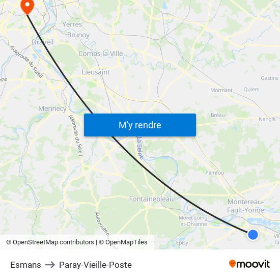Esmans to Paray-Vieille-Poste map