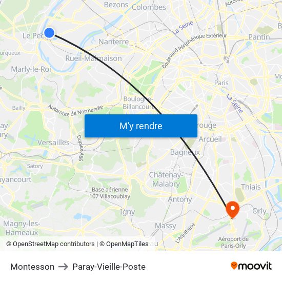 Montesson to Paray-Vieille-Poste map