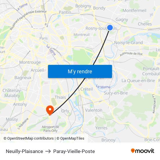 Neuilly-Plaisance to Paray-Vieille-Poste map