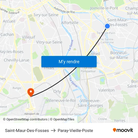 Saint-Maur-Des-Fosses to Paray-Vieille-Poste map