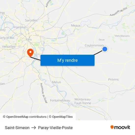 Saint-Simeon to Paray-Vieille-Poste map