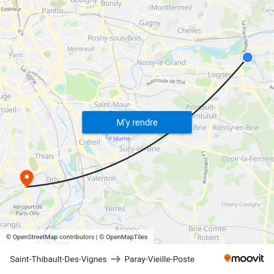 Saint-Thibault-Des-Vignes to Paray-Vieille-Poste map