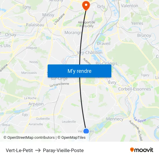 Vert-Le-Petit to Paray-Vieille-Poste map