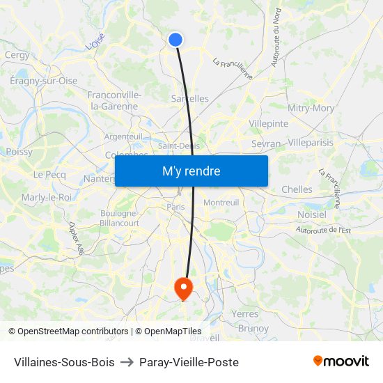 Villaines-Sous-Bois to Paray-Vieille-Poste map