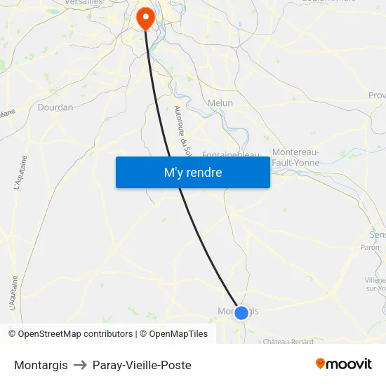 Montargis to Paray-Vieille-Poste map
