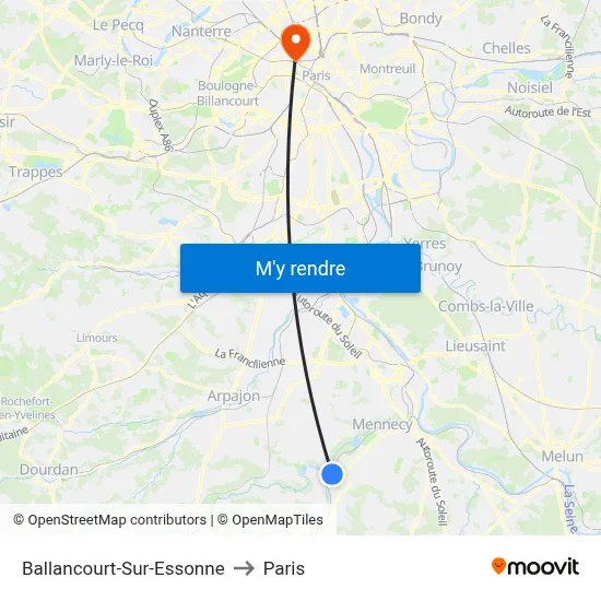 Ballancourt-Sur-Essonne to Paris map