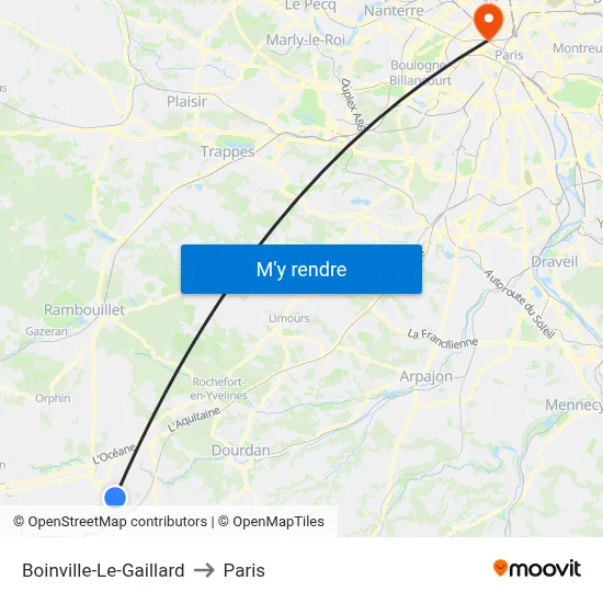 Boinville-Le-Gaillard to Paris map
