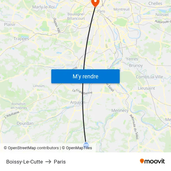Boissy-Le-Cutte to Paris map