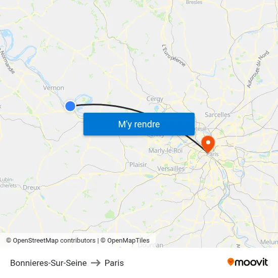 Bonnieres-Sur-Seine to Paris map