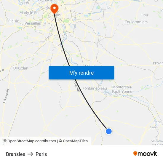 Bransles to Paris map