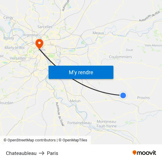 Chateaubleau to Paris map