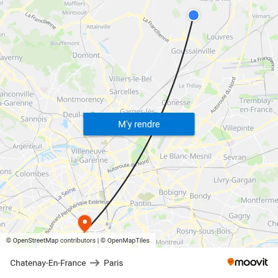 Chatenay-En-France to Paris map