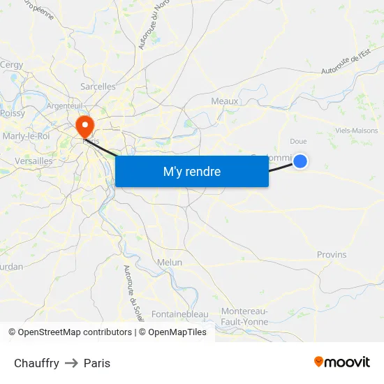 Chauffry to Paris map