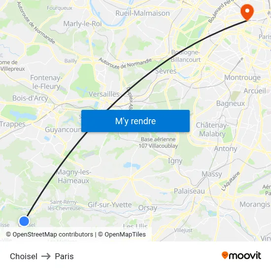 Choisel to Paris map