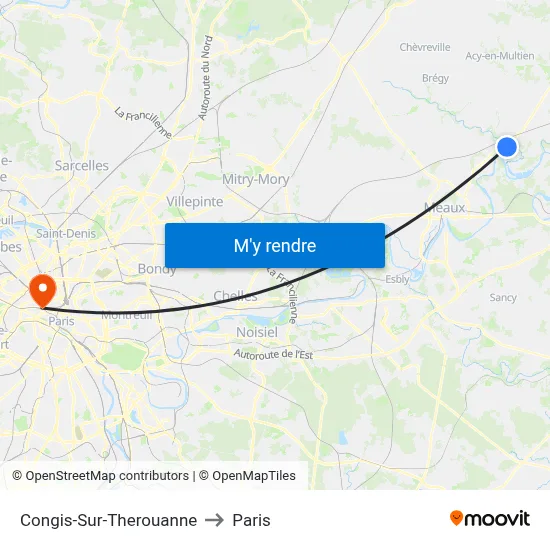 Congis-Sur-Therouanne to Paris map