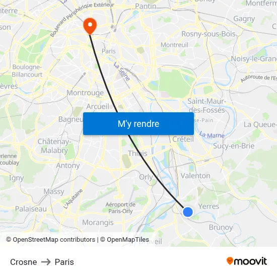 Crosne to Paris map