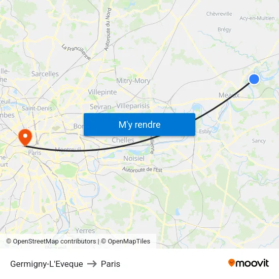 Germigny-L'Eveque to Paris map