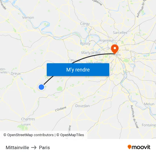 Mittainville to Paris map