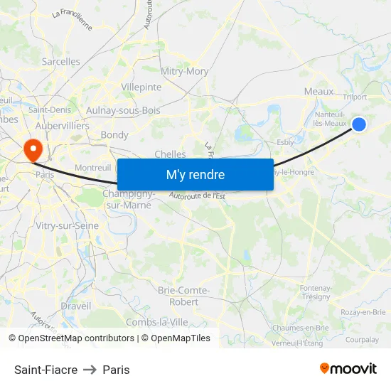 Saint-Fiacre to Paris map