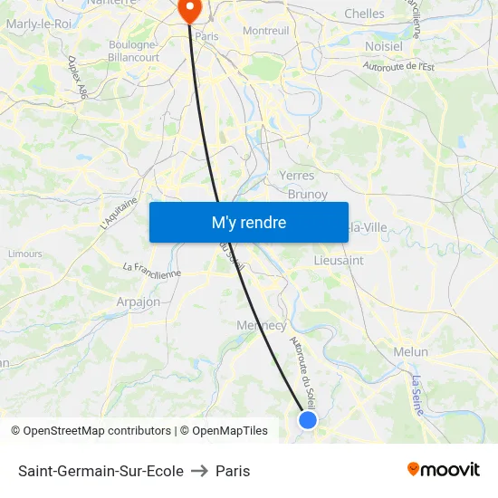Saint-Germain-Sur-Ecole to Paris map