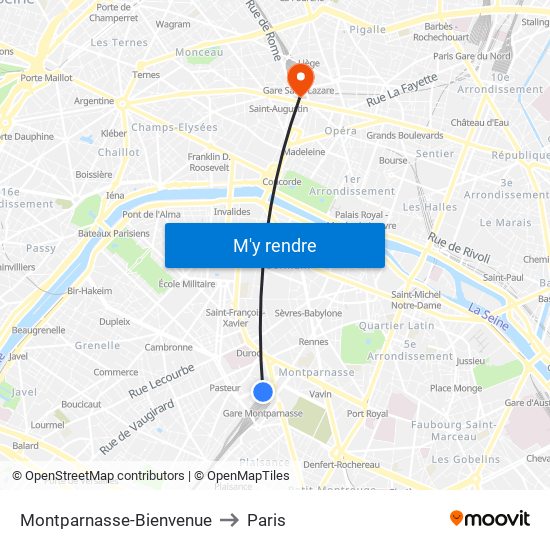 Montparnasse-Bienvenue to Paris map
