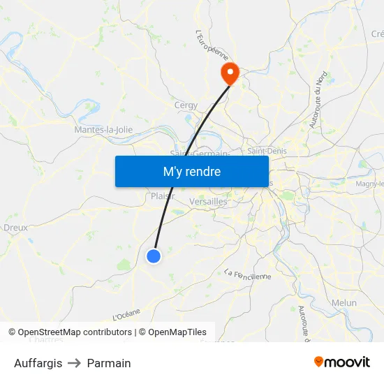 Auffargis to Parmain map