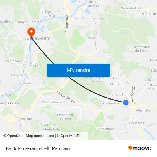 Baillet-En-France to Parmain map