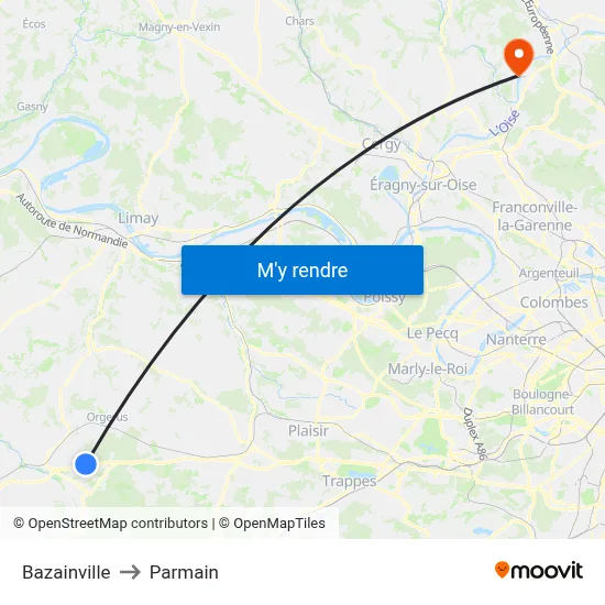 Bazainville to Parmain map