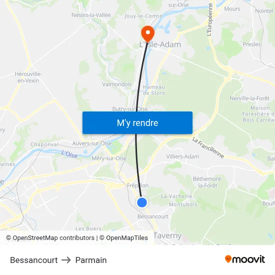 Bessancourt to Parmain map