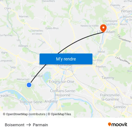 Boisemont to Parmain map