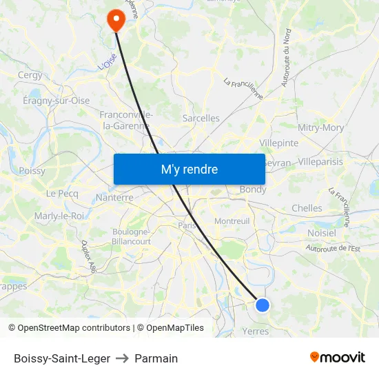 Boissy-Saint-Leger to Parmain map