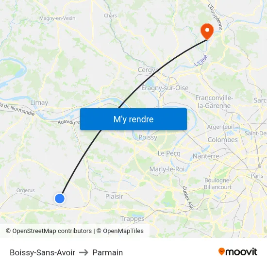 Boissy-Sans-Avoir to Parmain map