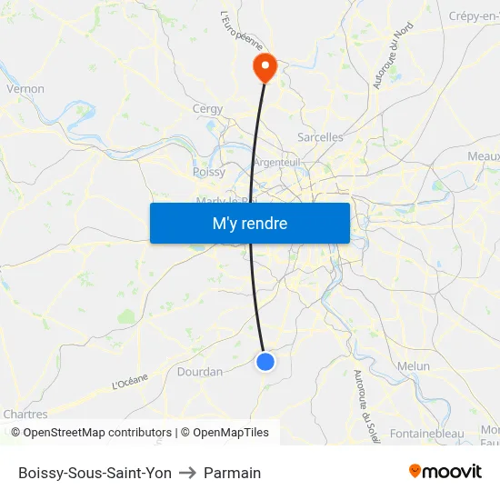 Boissy-Sous-Saint-Yon to Parmain map