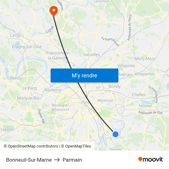 Bonneuil-Sur-Marne to Parmain map