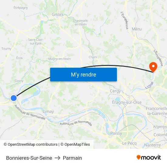 Bonnieres-Sur-Seine to Parmain map
