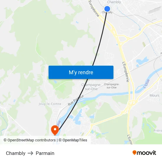 Chambly to Parmain map