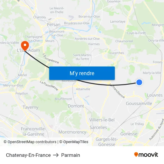 Chatenay-En-France to Parmain map