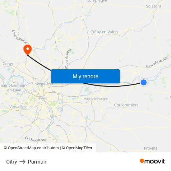 Citry to Parmain map