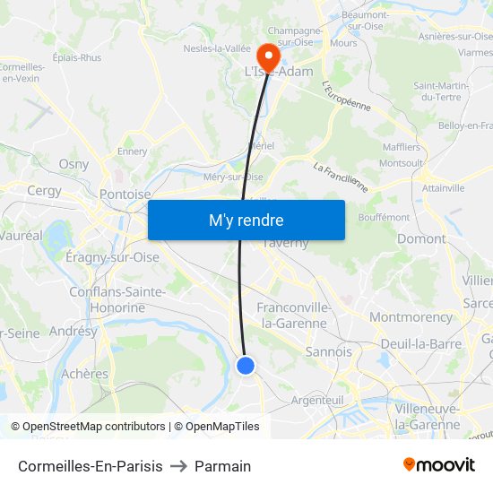 Cormeilles-En-Parisis to Parmain map