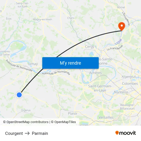 Courgent to Parmain map